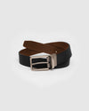 Brown Black 2 In 1 Casual Belt with silver buckle.