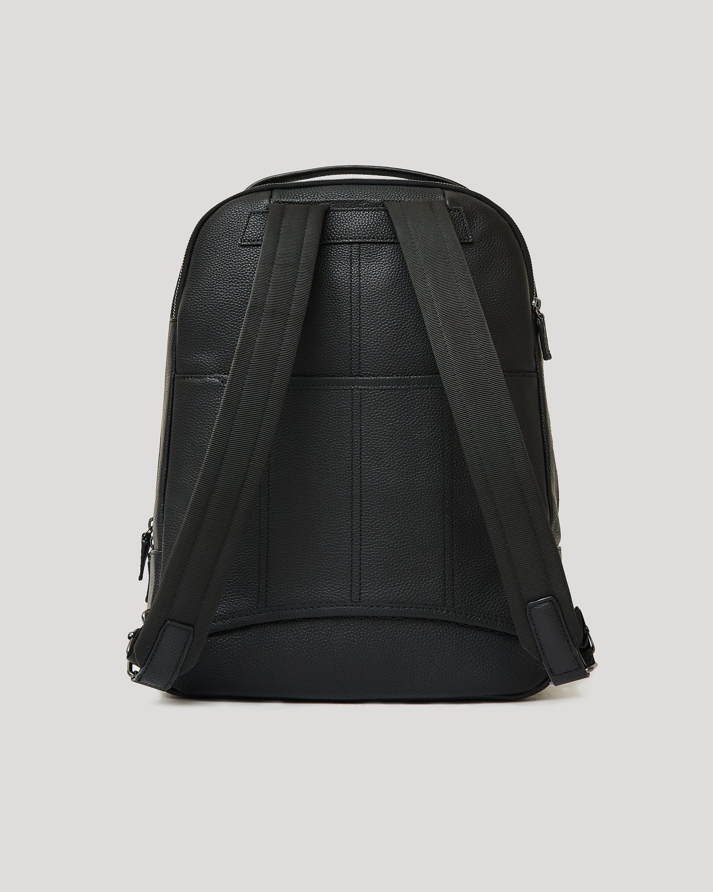 Premium Leather Backpack back view with adjustable straps and carry handle.