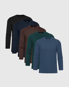 True ClassicWaffle Long Sleeve Crew Neck 5-Pack