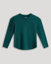 Boys' Deep Emerald Classic Long Sleeve Crew Neck, flat-lay display.