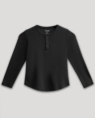 Boys' Waffle Henley - Black