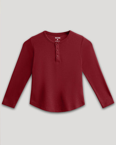 Boys' Waffle Henley - Dark Maroon