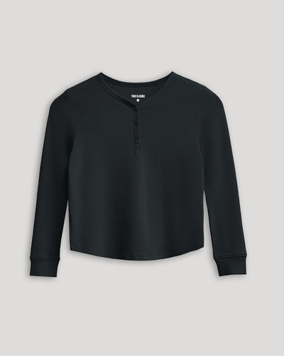 Girls Long Sleeve Boxy Waffle Henley