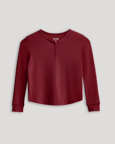 Girls Long Sleeve Boxy Waffle Henley