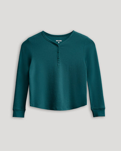 Girls Long Sleeve Boxy Waffle Henley