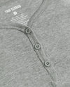 Girls Heather Gray Long Sleeve Boxy Waffle Henley with button-front detail.