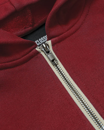 Boys' Fleece Full Zip Hoodie  - Dark Maroon