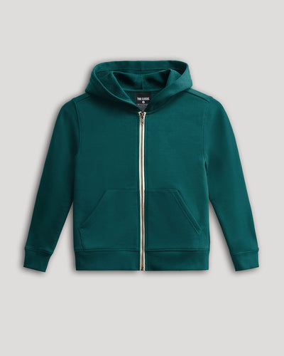 Boys' Fleece Full Zip Hoodie  - Deep Emerald