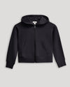 Girls Black Cropped Zip Hoodie with kangaroo pouch and ribbed cuffs.