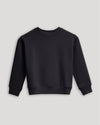 Girls Black Slouch Pullover Crew, laid flat, highlighting its relaxed fit.