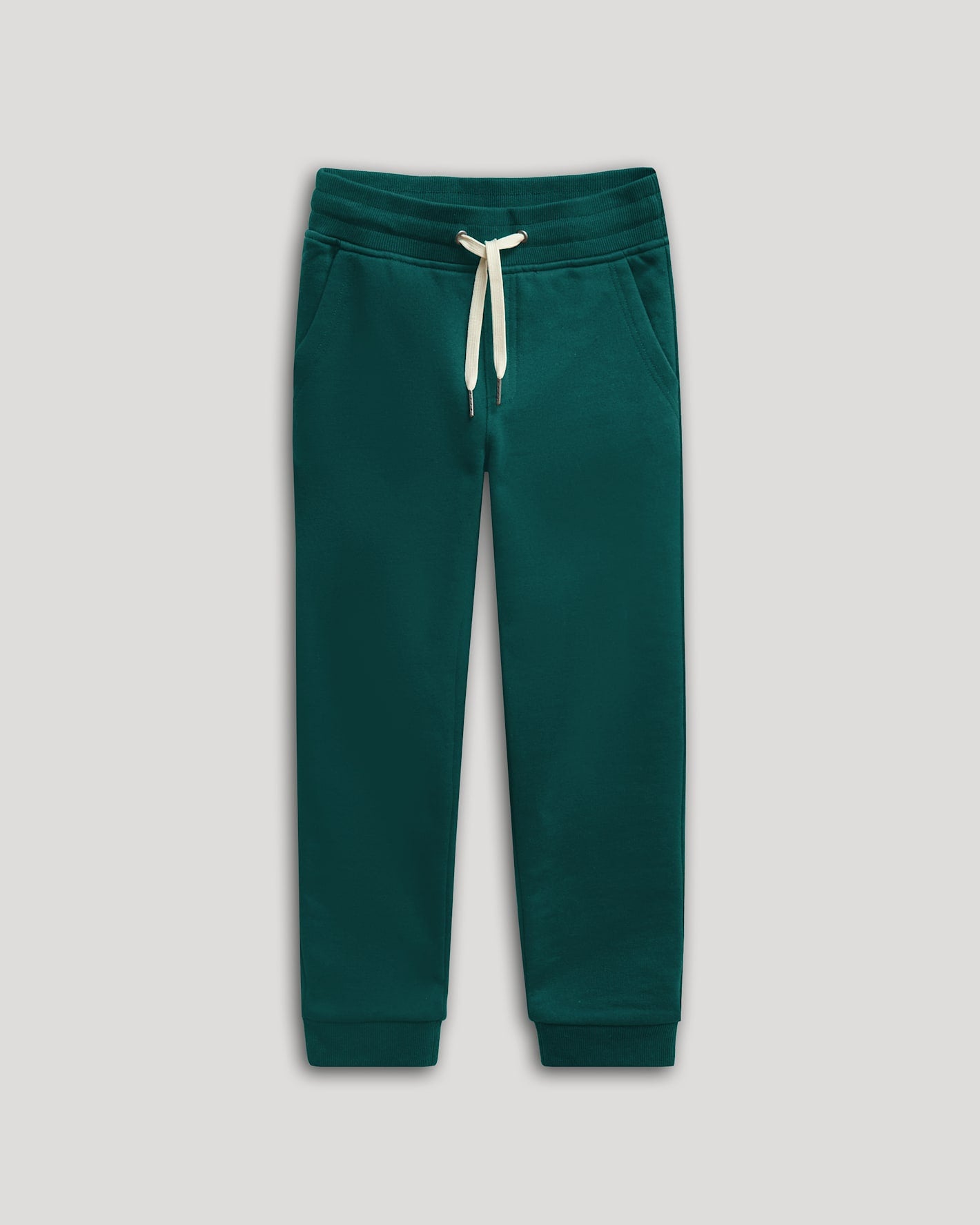 Boys' Deep Emerald Fleece Jogger with ribbed waistband and cuffs.