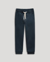 Boys' Navy Fleece Jogger with drawstring and ribbed cuffs.