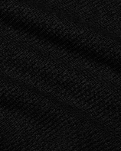 Black Waffle Long Sleeve Henley & Waffle Leg Pants Set