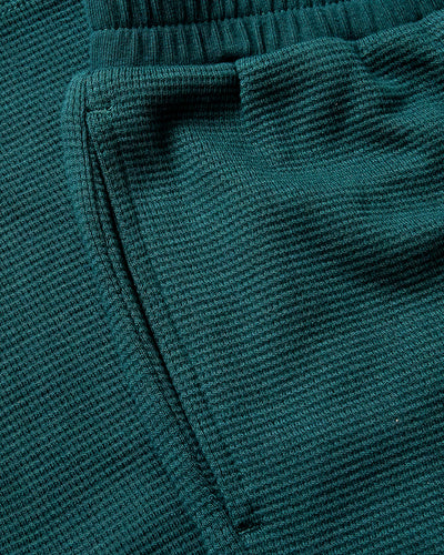 Deep Emerald Waffle Long Sleeve Henley & Waffle Leg Pants Set