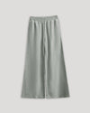 Girls Heather Gray Waffle Wide Leg Pants with elastic waistband and side pockets.