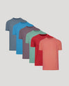 Seasonal Classic Crew Neck 6-Pack of heathered T-shirts arranged in a row.