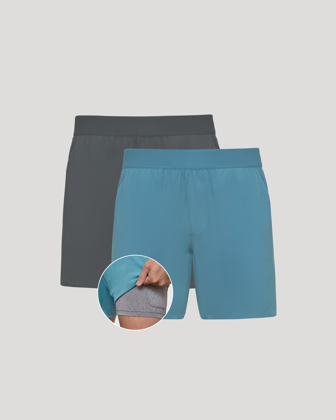 7 Carbon & Voyager 2-in-1 Training Shorts, revealing inner liner.