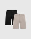 9 Black & Sandstone Comfort Knit Chino Shorts 2-Pack, tailored design.