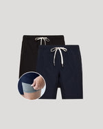 9" Shorts Activos de Secado Rápido en Negro y Azul Marino Paquete de 2