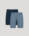 9 Navy & Fiord Linen Shorts 2-Pack with button-zip closure.