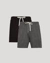 Neutral Tones Active Comfort Shorts 2-Pack, featuring elastic waistbands and drawstrings.
