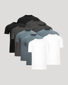 True ClassicActive Crew 10-Pack of crew-neck t-shirts arranged in a fan.