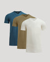 Tall Active V-Neck 3-Pack featuring off-white, olive-green, slate-blue shirts.