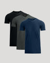 Tall Active V-Neck 3-Pack, featuring navy, gray, and black tees.