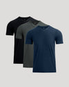 Active V-Neck 3-Pack: navy, charcoal, black T-shirts overlapping.