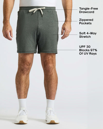 7" Active Comfort Shorts - Charcoal Heather Gray 
