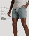 Heather Gray Active Comfort Shorts with drawcord, zippered pockets, and 4-way stretch.