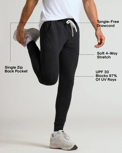 True ClassicBlack & Dark Heather Navy Active Jogger 2-Pack with stretch and zip pocket.