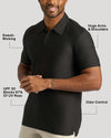 Man wearing All Black Active Polo 2-Pack, showcasing performance features.