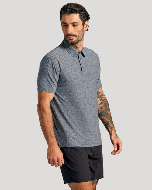 Heather Navy Heather Navy Short Sleeve Active Polo