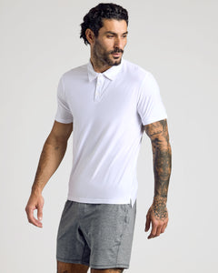 True ClassicMale model wearing the Active Short Sleeve Polo, showcasing casual athleisure style.