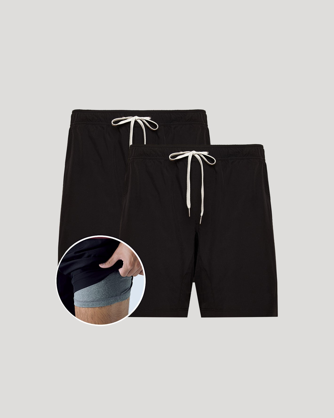 9 All Black Active Quick Dry Shorts 2-Pack with built-in liner.