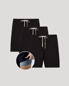 True Classic9 All Black Active Quick Dry Shorts 3-Pack with built-in gray liner.