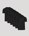 Black Active Mesh Crew 6-Pack: six breathable, short-sleeve crew-neck T-shirts.