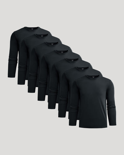 All Black Premium Pima Long Sleeve Crew 7-Pack