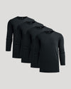All Black Premium Pima Long Sleeve Crew 4-Pack displayed side by side.