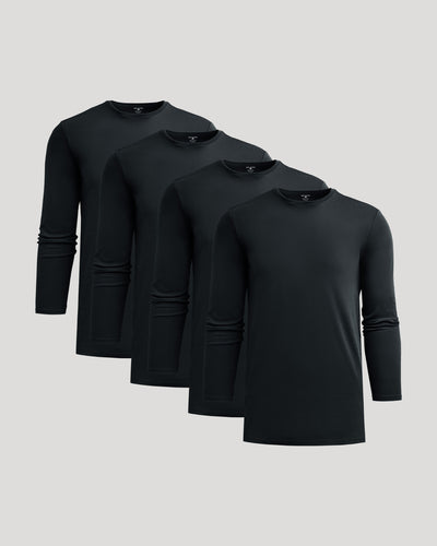 All Black Tall Premium Pima Long Sleeve Crew 4-Pack