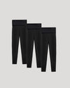 Girls All Black Foldover Legging 3-Pack displayed side by side.