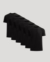 All Black Heavyweight Pocket Crew 6-Pack, fanned display, front shirt pocket.