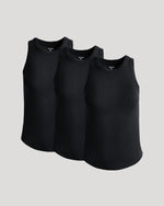 Womens Black Ribbed High Neck Tank 3-Pack