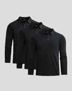 All Black Long Sleeve Premium Pima Polo 3-Pack