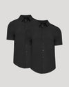 All Black Short Sleeve Performance Dress Shirt 2-Pack displayed overlapping.