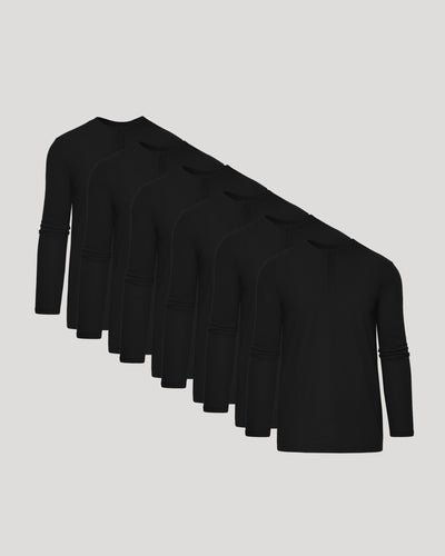 All Black Tall Classic Long Sleeve Henley 6-Pack
