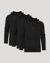 All Black Classic Waffle Hoodie 3-Pack with kangaroo pockets, drawstrings.