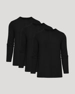 All Black Waffle Henley 3er Pack mit langen Ärmeln