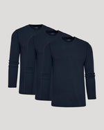 Navy Long Sleeve Waffle Crew 3-Pack